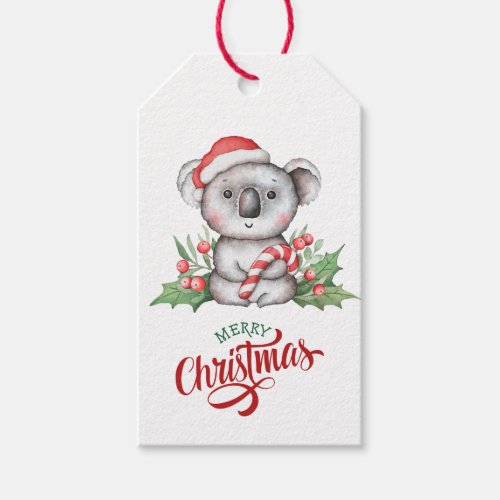 Cute Koala Bear Candy Cane Gift Tags