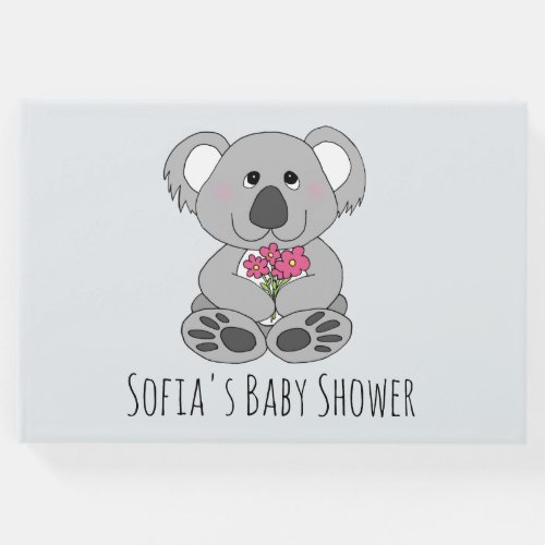 Cute Koala Bear Cartoon and Name Baby Shower Guest Book