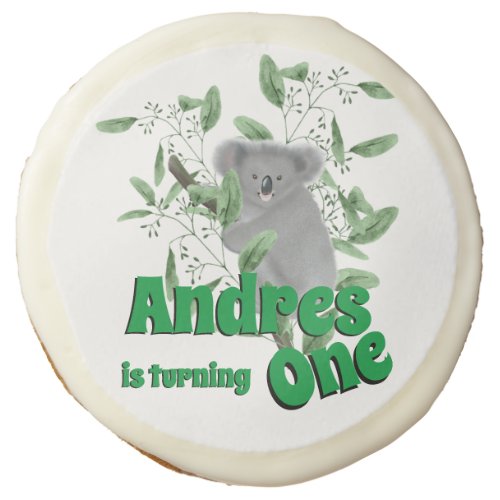 Cute Koala Bear Climbing Eucalyptus Tree Birthday Sugar Cookie