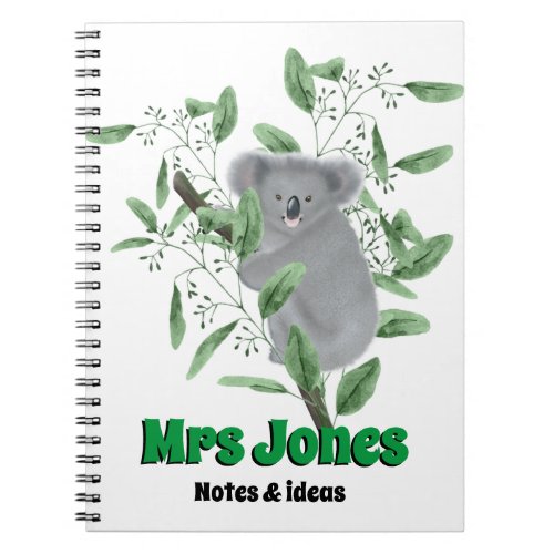 Cute Koala Bear Climbing Eucalyptus Tree Teachers Notebook