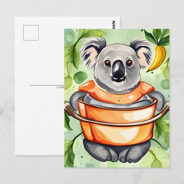 Cute Koala Bear cooking a dinner, Postcrossing Postcard (Front/Back)