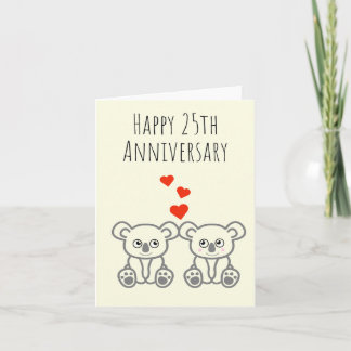 Cute Koala Bear Couple-Happy 25th Anniversary Card