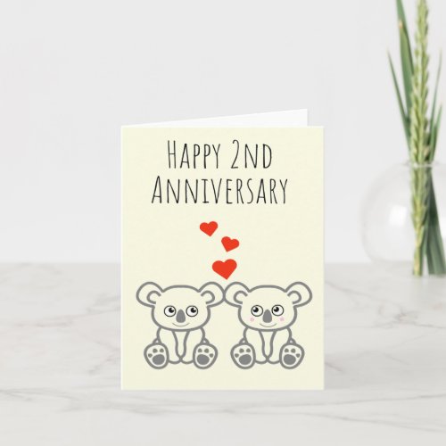 Cute Koala Bear Couple_Happy 2nd Anniversary Card