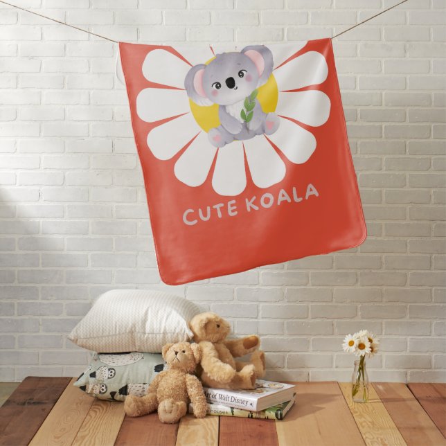 Cute koala Bear daisy flower Zoo Animal Love Baby Blanket (In Situ)