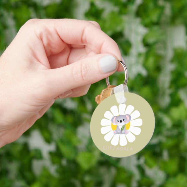Cute koala Bear daisy flower Zoo Animal Love Keychain (Hand)