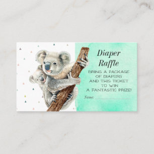 Cute Koala Bear Diaper Raffle Baby Shower Ticket