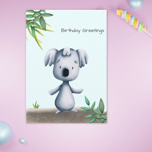 Cute Koala Bear Drawing Personalized Birthday Card