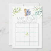 Cute Koala Bear Eucalyptus Leaves Baby Bingo (Front)