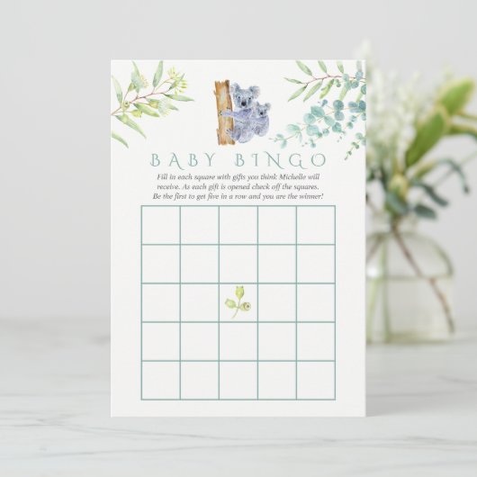 Cute Koala Bear Eucalyptus Leaves Baby Bingo (Standing Front)