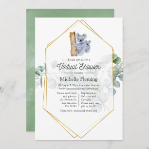 Cute Koala Bear Eucalyptus Virtual Baby Shower Invitation
