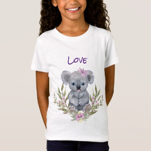 Cute Koala Bear Floral T_Shirt