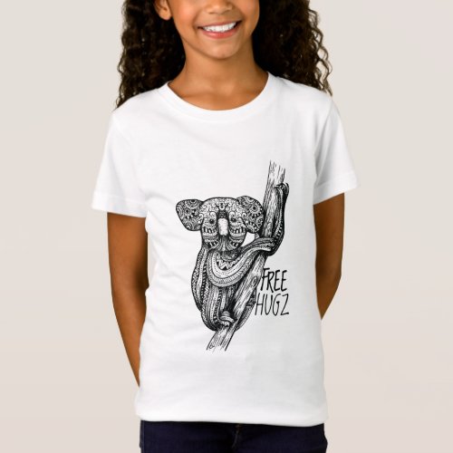 Cute KOALA Bear Free Hugz Hugs Mandala Doodle Art T_Shirt