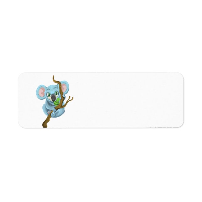 Cute koala Bear Hanging On Tree Branch Label (Front)