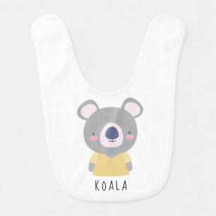 Cute Koala Bear Illustration - Customizable Baby Bib
