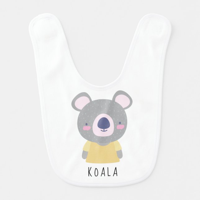 Cute Koala Bear Illustration - Customizable Baby Bib (Front)
