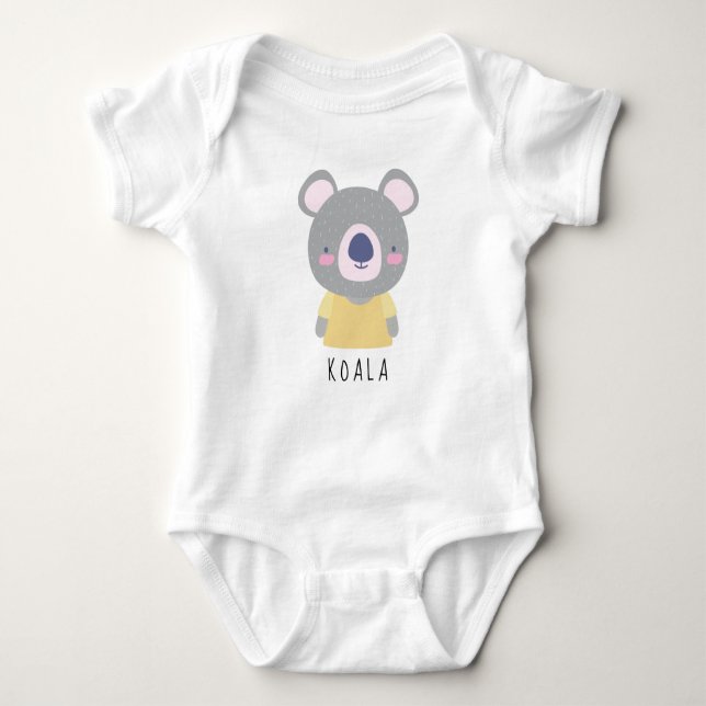 Cute Koala Bear Illustration - Customizable Name B Baby Bodysuit (Front)