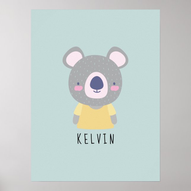 Cute Koala Bear Illustration - Customizable Poster (Front)
