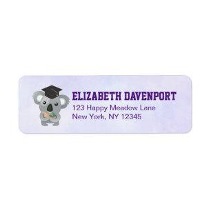 Cute Koala Bear in Graduation Cap Label