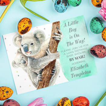 Cute Koala Bear It's A Boy Baby Shower By Mail Invitation by TheShirtBox at Zazzle