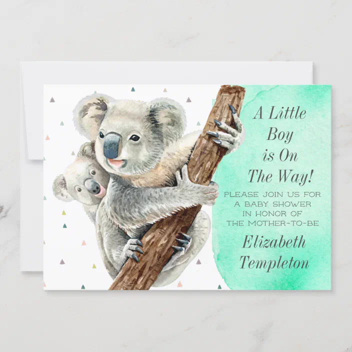 Cute Koala Bear It S A Boy Teal Baby Shower Invitation Zazzle Com