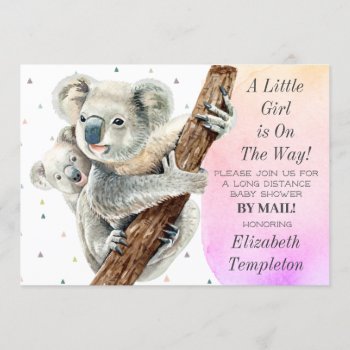 Cute Koala Bear It's A Girl Baby Shower By Mail Invitation by TheShirtBox at Zazzle