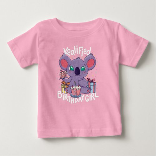 Cute Koala Bear Koalified Birthday Girl Pink Baby T_Shirt