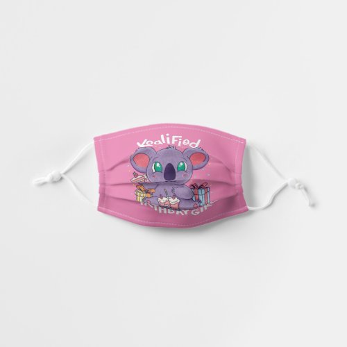 Cute Koala Bear Koalified Birthday Girl Pink Kids Cloth Face Mask