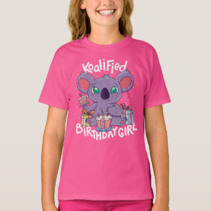 Cute Koala Bear Koalified Birthday Girl Pink T-Shirt