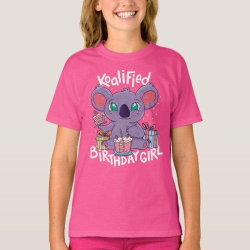 Cute Koala Bear Koalified Birthday Girl Pink T_Shirt