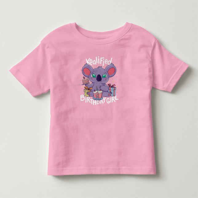 Cute Koala Bear Koalified Birthday Girl Pink Toddler T-shirt (Front)
