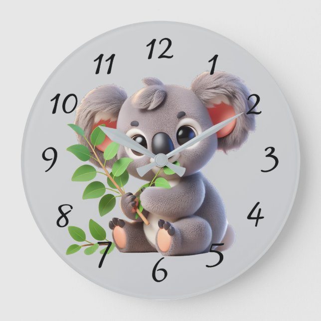Cute Koala Bear Large Clock (Front)