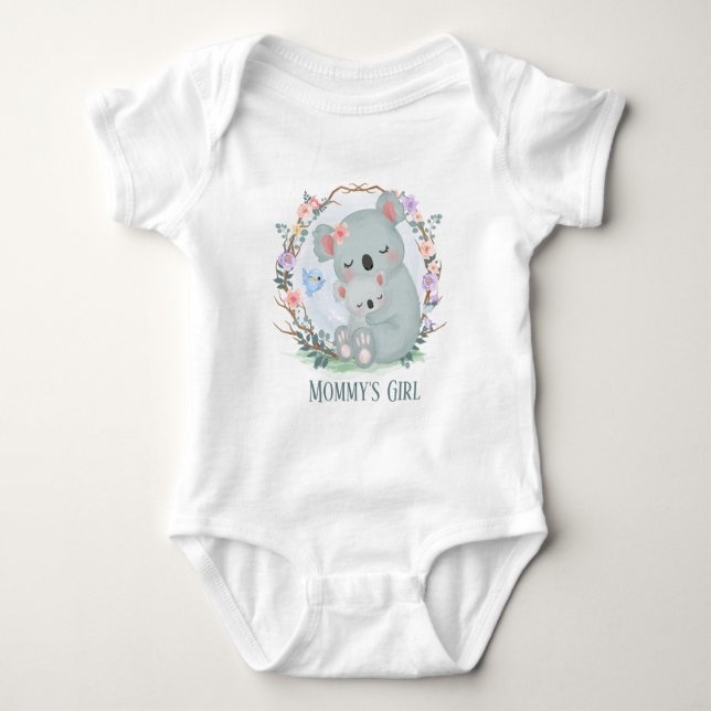 Cute koala bear Mommy add text Baby Bodysuit (Front)