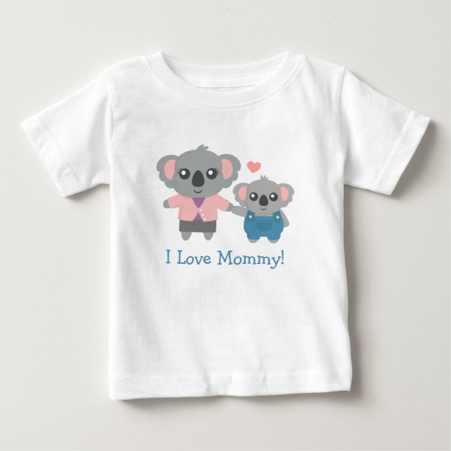 Cute Koala Bear Mommy and Child Baby T-Shirt (Front)