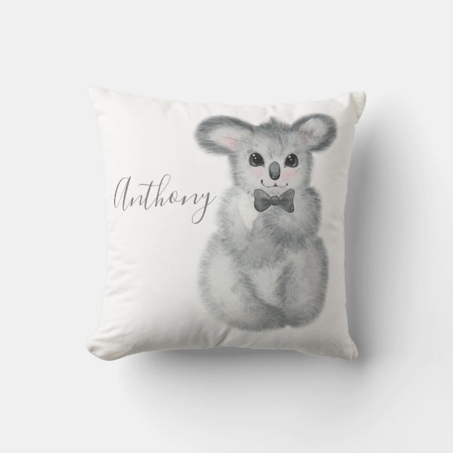 Cute Koala Bear Name Floral Modern Simple Throw Pi Pillow (Front)
