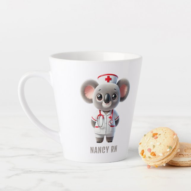 Cute Koala Bear Nurse Personalized Latte Mug (In Situ)