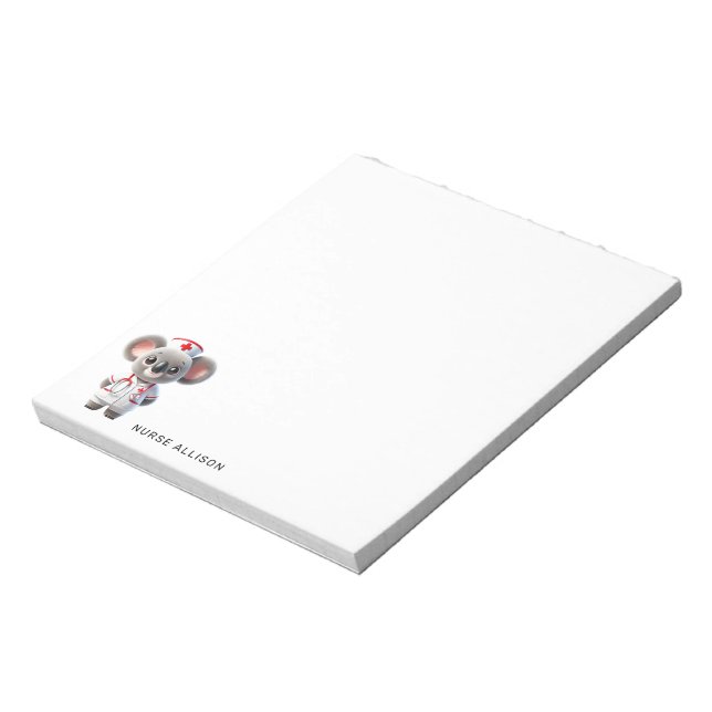Cute Koala Bear Nurse Personalized Notepad (Rotated)