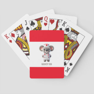 Cute Koala Bear Nurse with Red Stethoscope Poker Cards