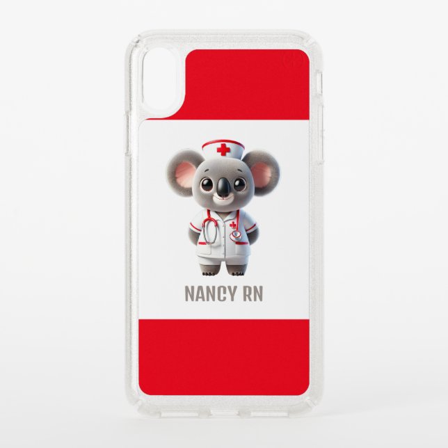 Cute Koala Bear Nurse with Red Stethoscope Speck iPhone XS Max Case (Front)