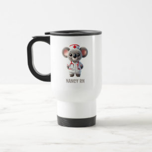 Cute Koala Bear Nurse with Red Stethoscope Travel Mug