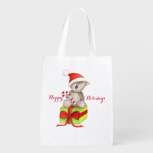 Cute koala bear on gift Christmas bag