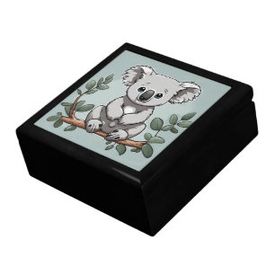 Cute koala bear on teal gift box