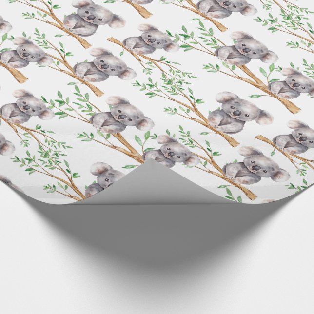 Cute Koala Bear On Tree Branch Wrapping Paper (Corner)