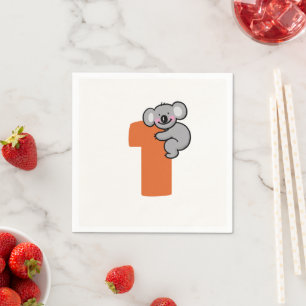 Cute Koala Bear One Sweet Year 1st Birthday Napkins