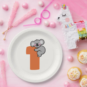 Cute Koala Bear One Sweet Year 1st Birthday Paper Plates