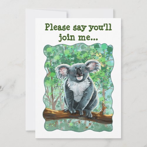 Cute Koala Bear Party Center Invitation
