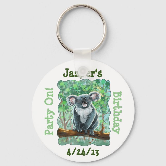 Cute Koala Bear Party Center Keychain (Front)