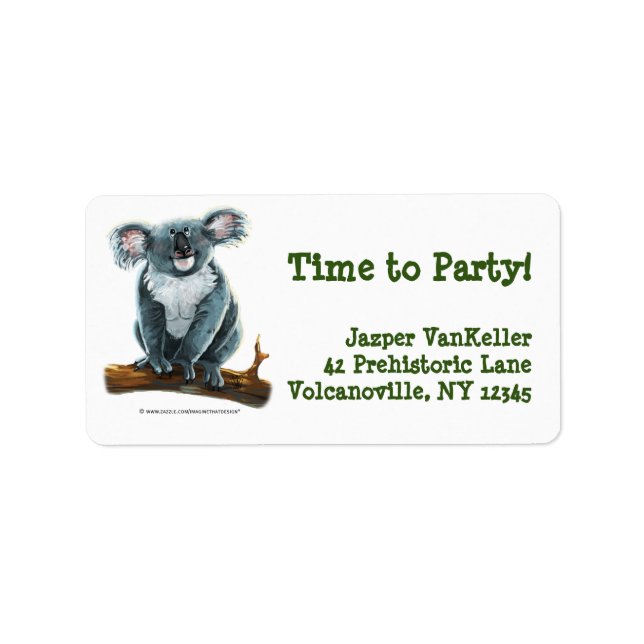 Cute Koala Bear Party Center Label (Front)