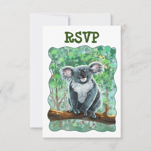 Cute Koala Bear Party Center RSVP Card
