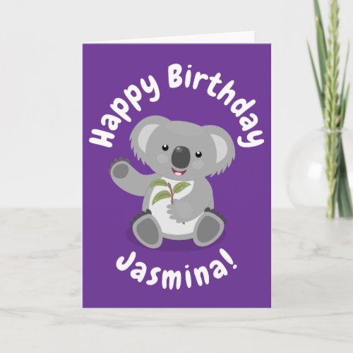 Cute koala bear personalized cartoon birthday card