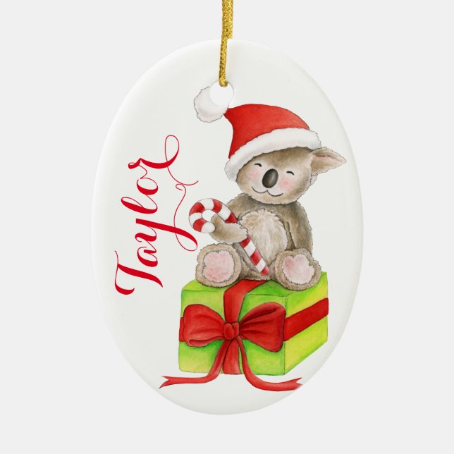 Cute koala bear personalized Christmas ornament (Front)